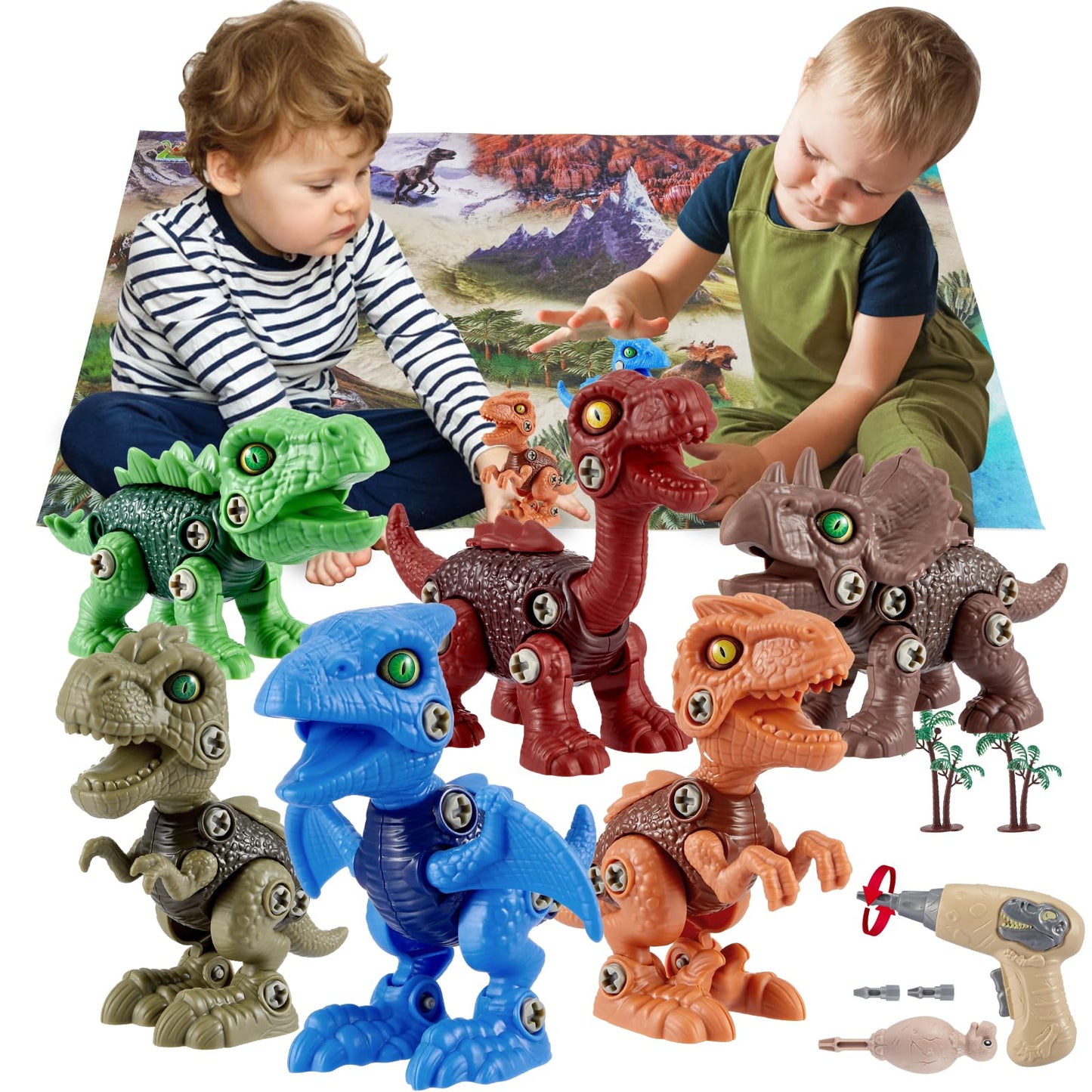 6 Pack Kids Toys Stem Dinosaur Toys Take Apart Construction Building Toys Learning Educational Dino Kit Play Set