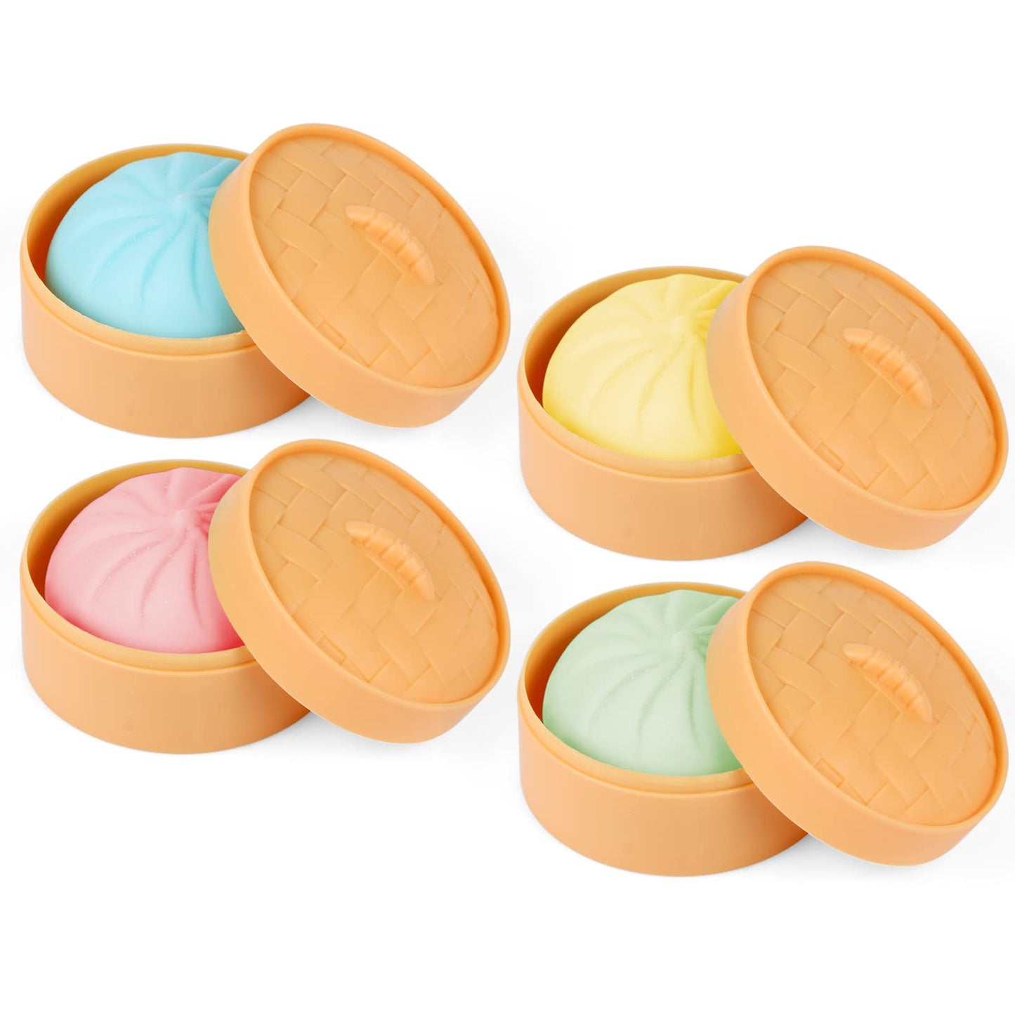 MEIEST 4 PCS Colorful Dumpling Stress Balls Fidget Sensory Toy Squeeze Dough Ball