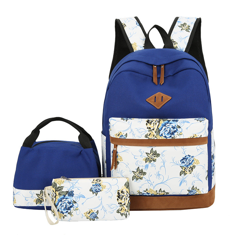 Floral Bags Set: Backpack, Lunch Bag, and Wallets (3pcs)