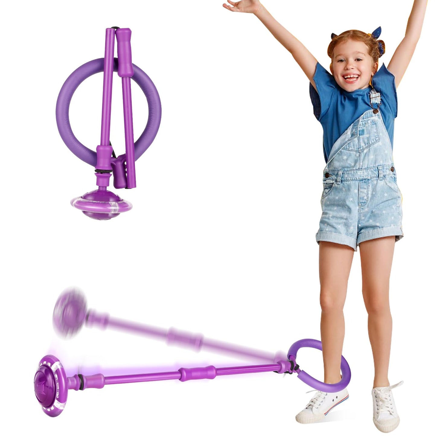 Astrell Skip Ball Skip It for Kids - Foldable Colorful Flash Wheel Skip Ball Indoor Outdoor Game Fitness Toy