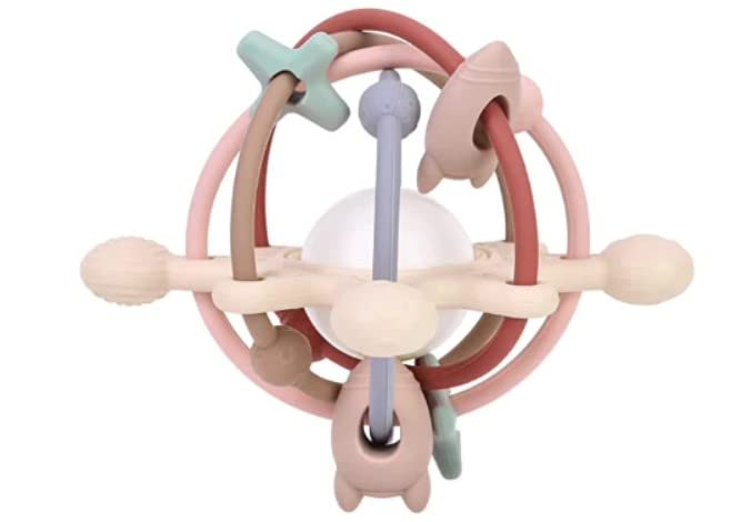 Bazzle Baby Teething Toys Rattle for Baby 0-6 Months Infants Baby Chew Toys for Sucking Needs Silicone Sensory Teething Pacifiers for Baby Baby Teether Toy 6 to 12 Months Baby Gift (Solar System)