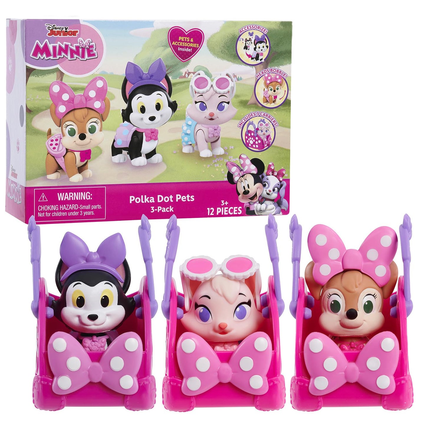 Disney Junior Minnie Mouse Polka Dot Pets 3-Pack Figures Officially Licensed Kids Toys for Ages 3 Up Amazon Exclusive