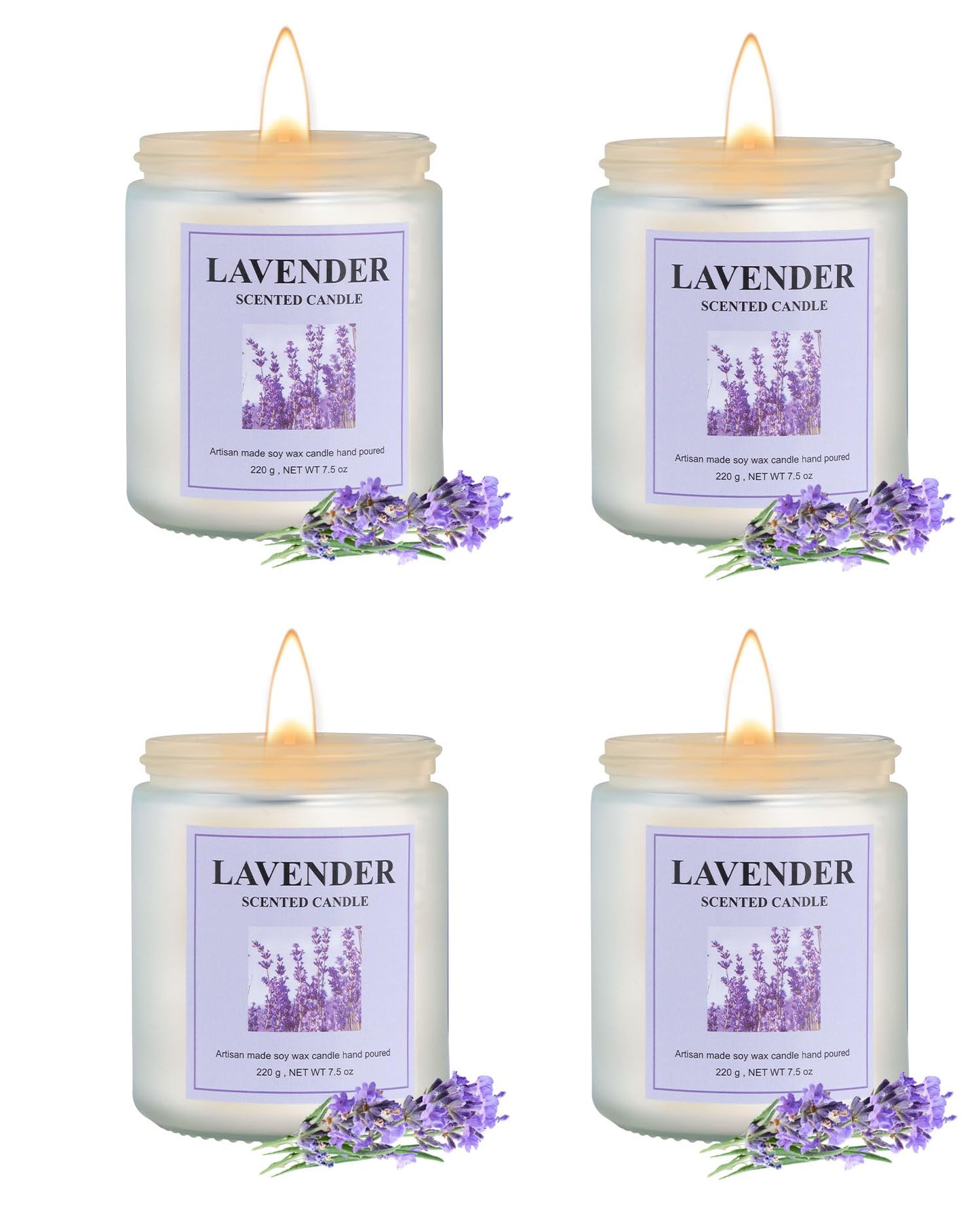 GITRANG 4 Pack Lavender Candle Set 30 oz 200 Hour Home Aromatherapy Jar Candles