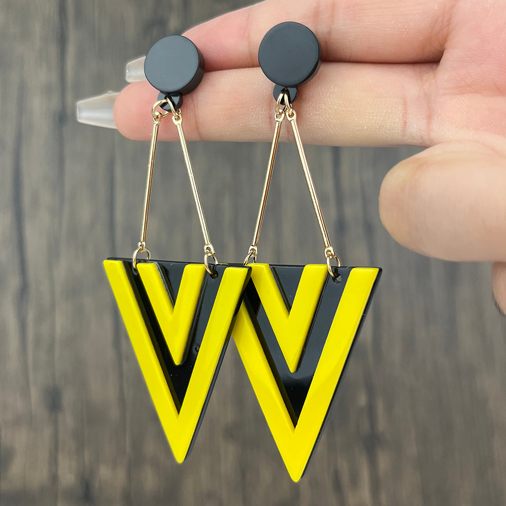 Exaggerated Triangle Acrylic Long Pendant Earrings