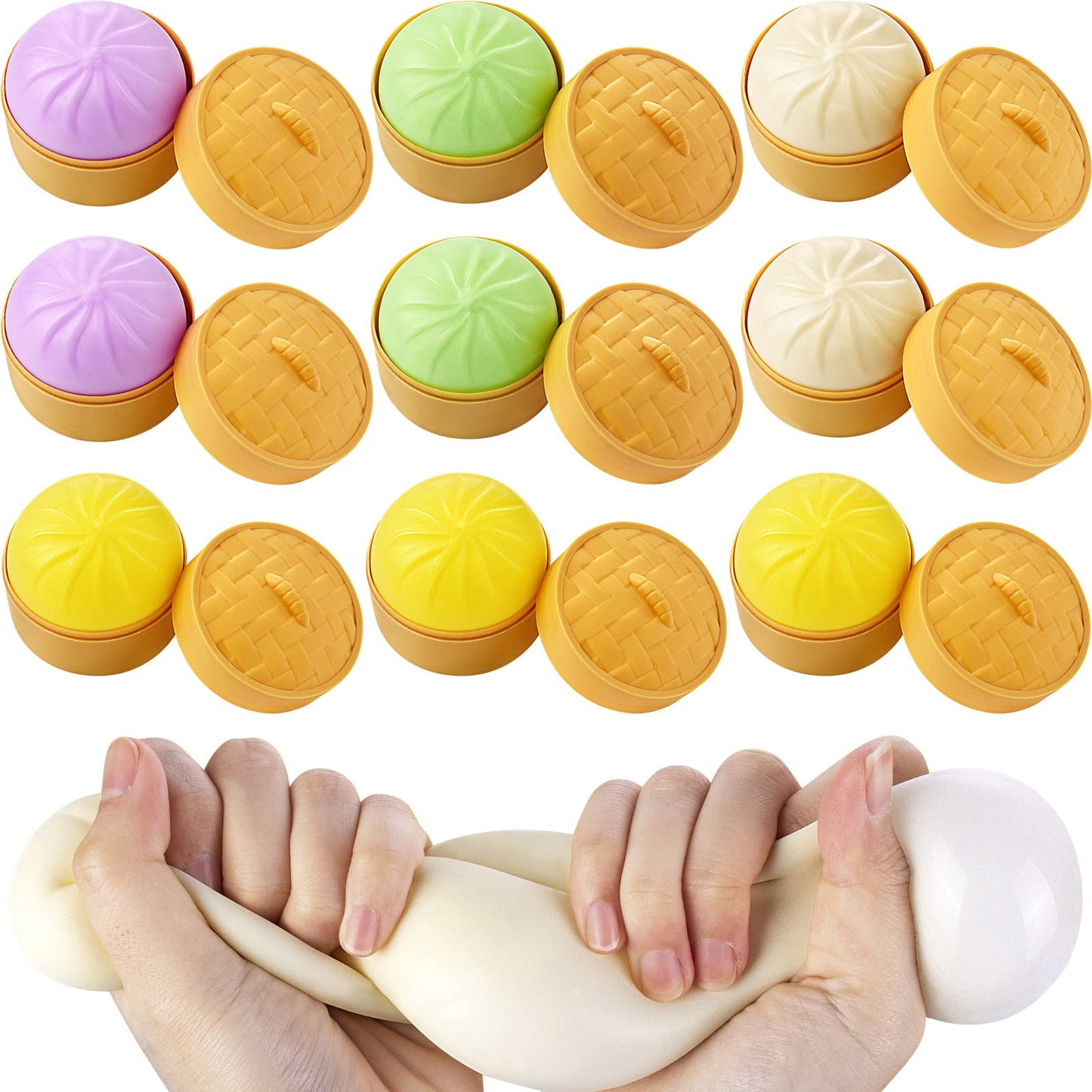 10 Pcs Colorful Dumpling Stress Balls Fidget Sensory Toy Stress Relief Squeezing Dough Bun