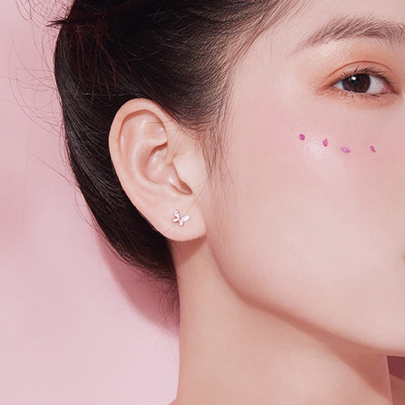 Minimalist Korean S925 Silver Butterfly Stud Earrings