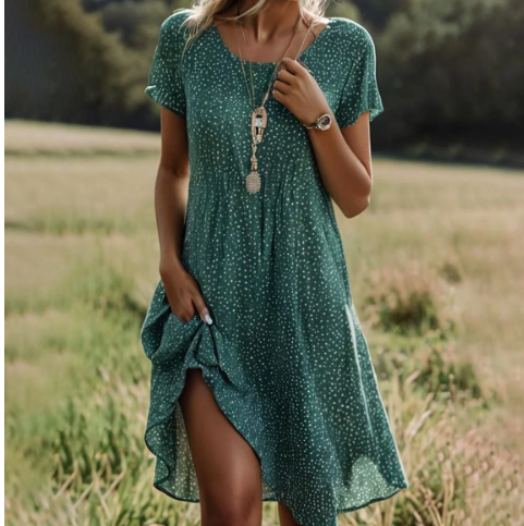 Victoria™ Polka Dot Midi Dress with V-Neck (One Piece)
