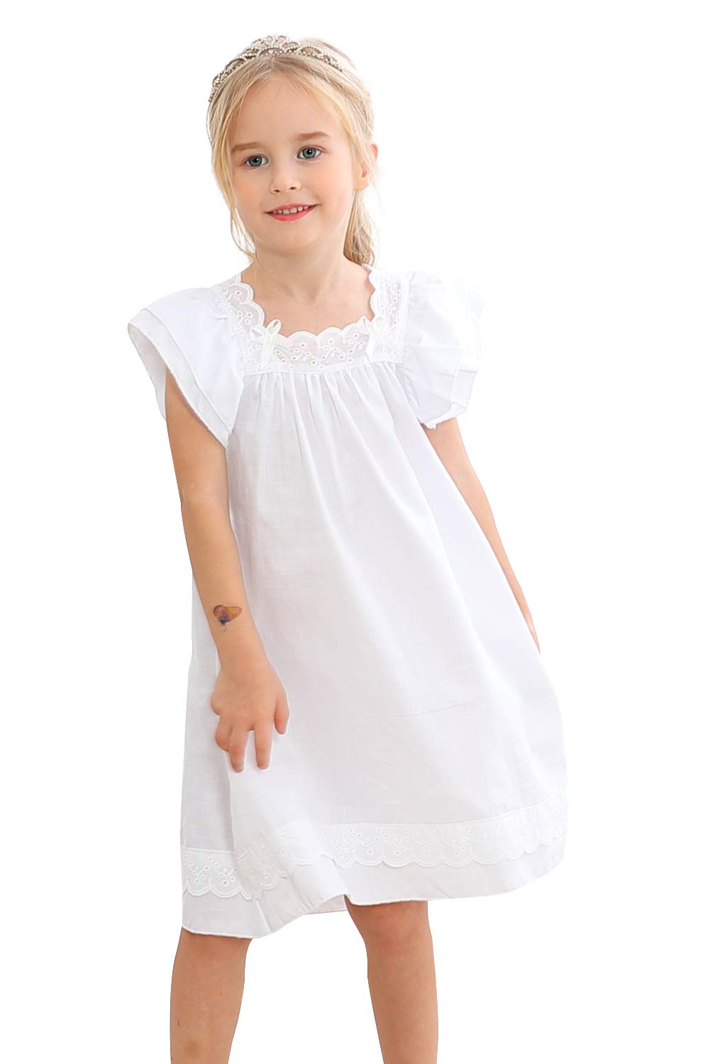Kids Girls Princess Nightgown Lace Sleeveless Full Length Dress 3-13 Years