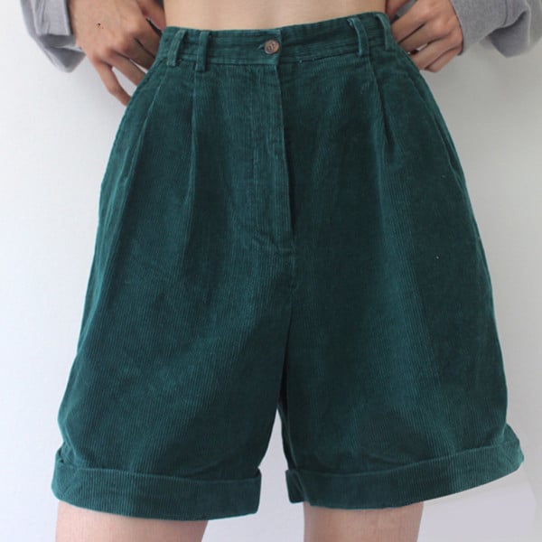 Girls High Waist Green Fleece Casual Pants