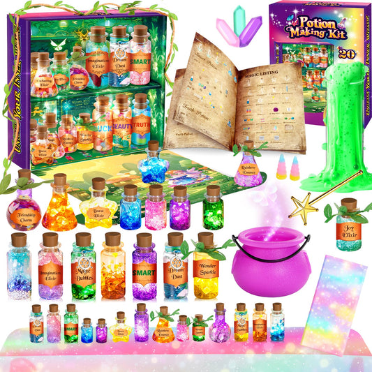 INNOCHEER Potion Kits for Kids Toys Kids Potion Making Kit with Halloween Tablecloth Halloween Crafts for Kids Halloween Potion Bottles Birthday Toys for 6 7 8 9 10+ Year Old Girls