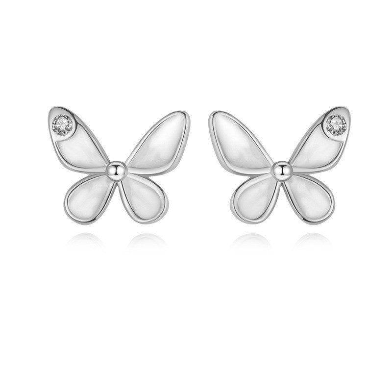 Minimalist Korean S925 Silver Butterfly Stud Earrings