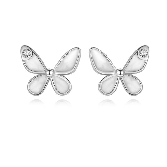 Minimalist Korean S925 Silver Butterfly Stud Earrings