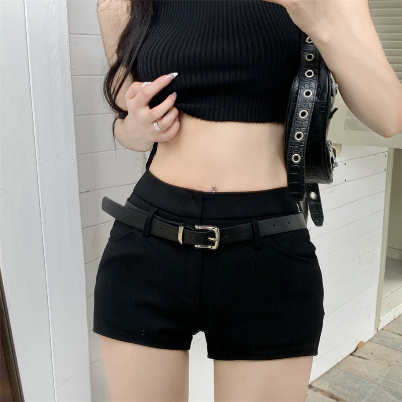 Black High Waist Casual Shorts for Girls