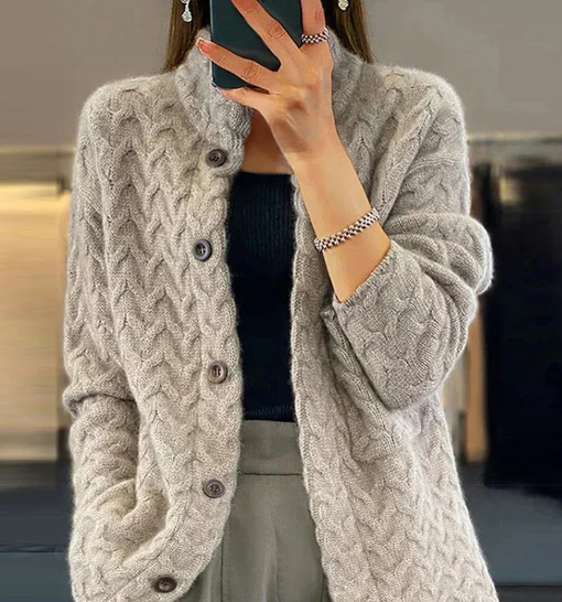 Solid Color Long Sleeve Sweater Coat (One Piece)