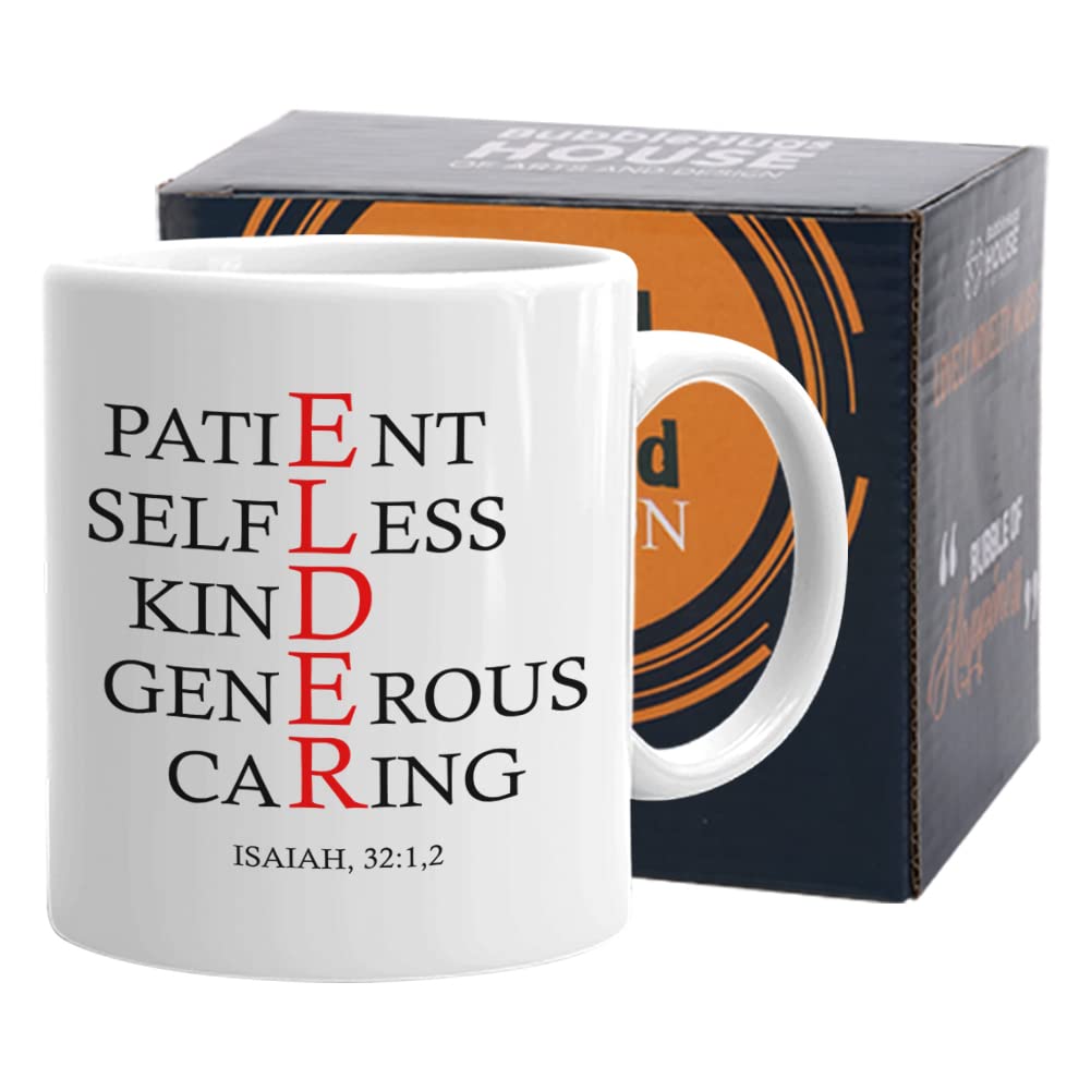 Religious Mug 11 oz Elder Christian Bible Verse Scripture Isaiah Inspirational Religion Faith Gift for Elderly Mom Dad Grandma Grandpa White
