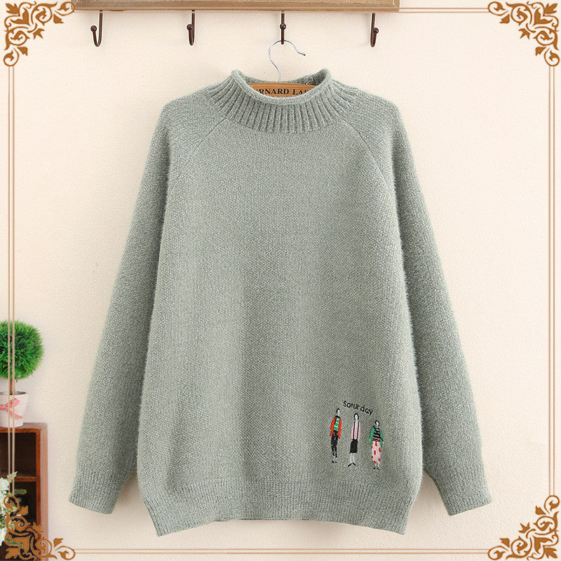 Loose-Fit Knitted Sweater for Middle & High School Girls