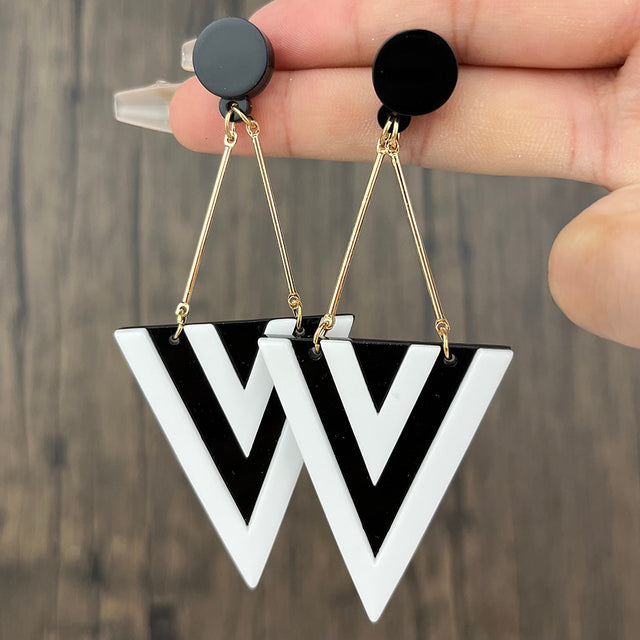 Exaggerated Triangle Acrylic Long Pendant Earrings