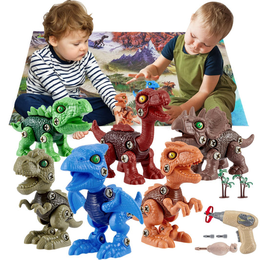 6 Pack Kids Toys Stem Dinosaur Toys Take Apart Construction Building Toys Learning Educational Dino Kit Play Set