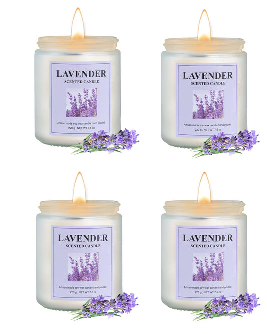 GITRANG 4 Pack Lavender Candle Set 30 oz 200 Hour Home Aromatherapy Jar Candles