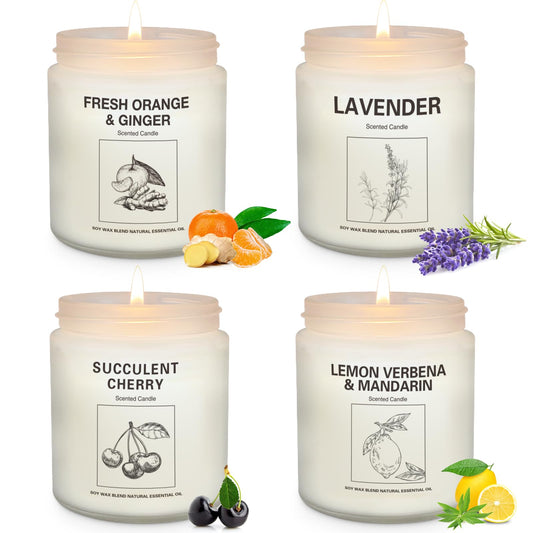 4 Pack 7.1oz Natural Soy Wax Aromatherapy Candles Over 240 Hours of Burn Time