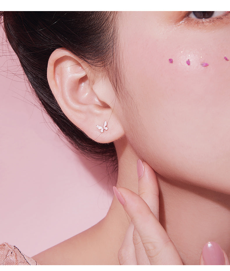 Minimalist Korean S925 Silver Butterfly Stud Earrings