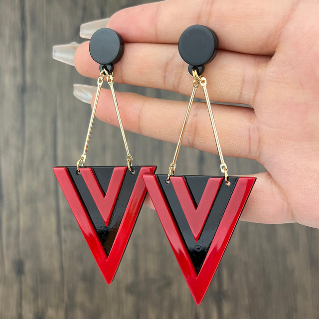 Exaggerated Triangle Acrylic Long Pendant Earrings