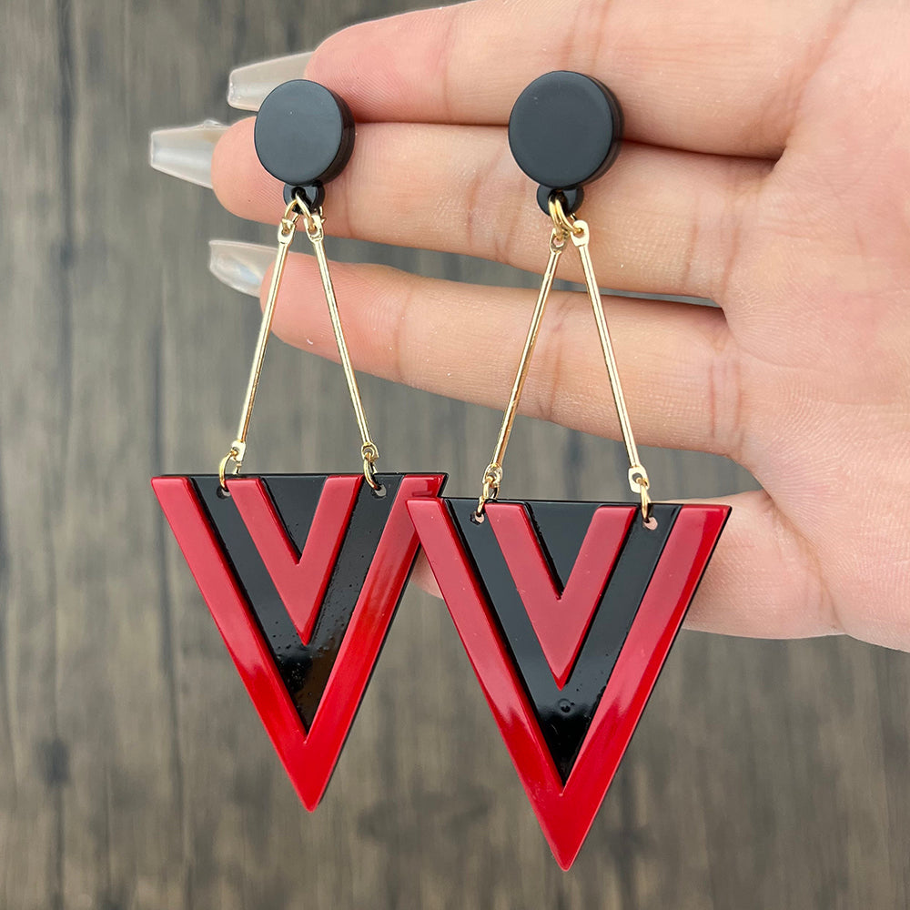 Exaggerated Triangle Acrylic Long Pendant Earrings