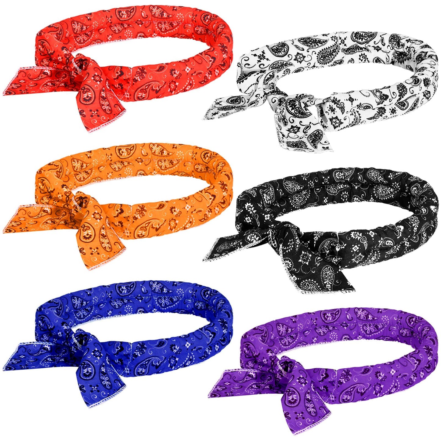 Coume 6 Pack Cooling Neck Wraps Cooler Ice Wrap Scarf Bandanas for Summer Women Men Walking Riding Outdoor(Retro Color)