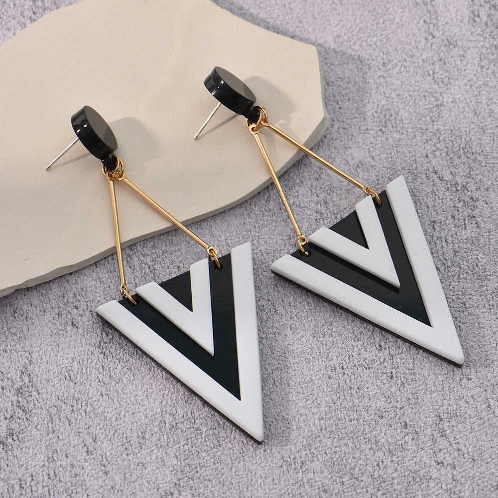 Exaggerated Triangle Acrylic Long Pendant Earrings