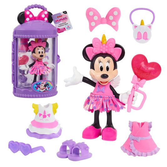 Disney Junior Minnie Mouse Fabulous Fashion Doll Unicorn Fantasy 14-pieces Pretend Play Kids Toys for Ages 3 Up by Just Play