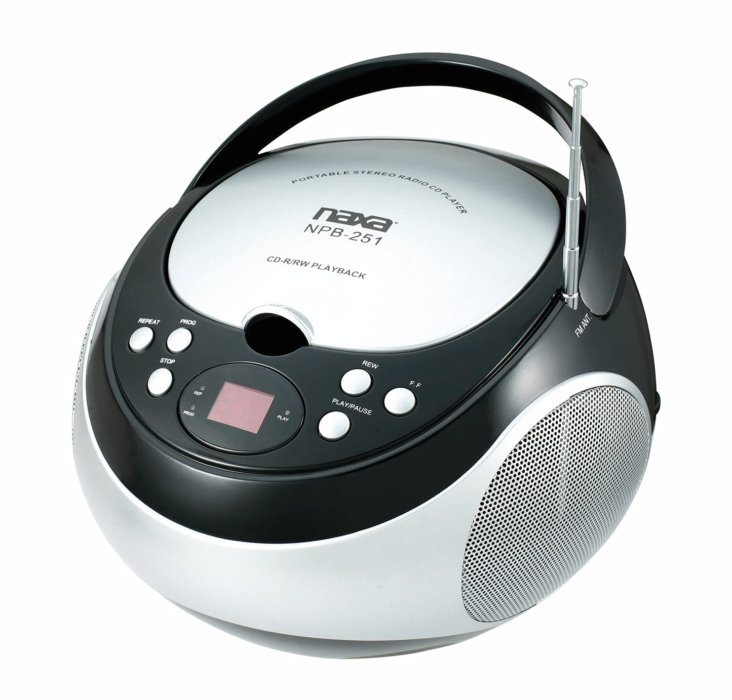 naxa Electronics NPB-251BK Portable CD Player with AM/FM Stereo Radio Black 9.50in. x 9.00in. x 6.40in.