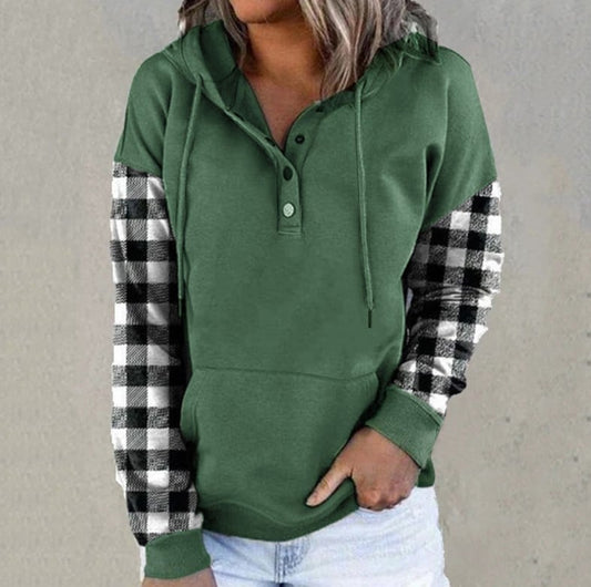 Plaid Stitching Pullover Sweater for Autumn & Winter