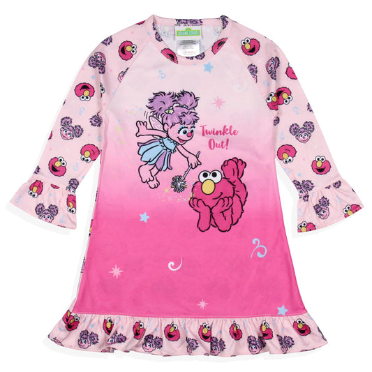 Sesame Street Girls Twinkle Out Elmo Abby Cadabby Sleep Pajama Dress Nightgown (5T) Pink
