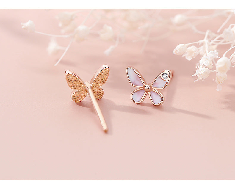 Minimalist Korean S925 Silver Butterfly Stud Earrings