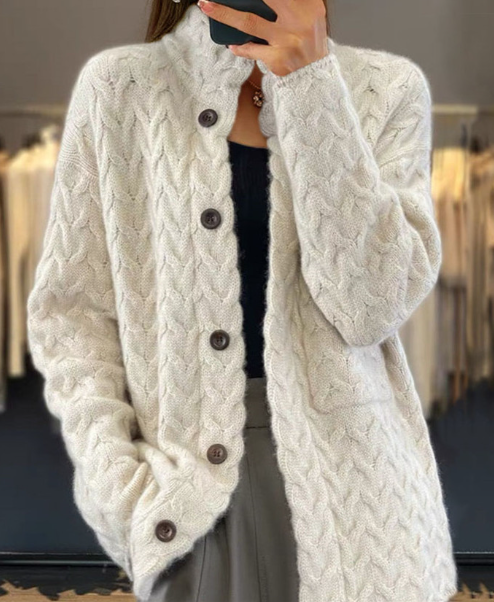 Solid Color Long Sleeve Sweater Coat (One Piece)