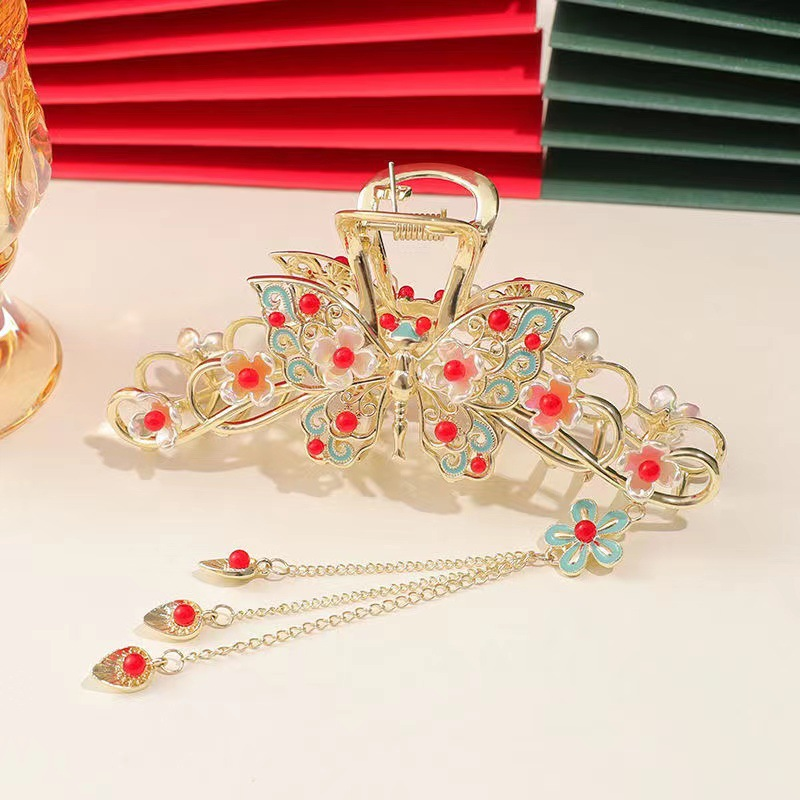 National Style Pearl Hair Clip with Tassels (Large Size)