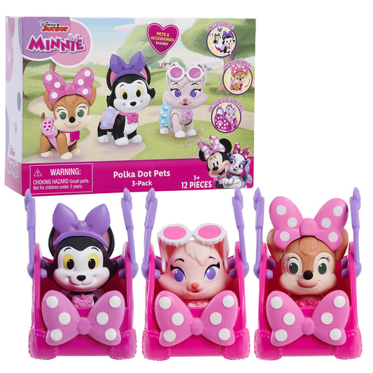 Disney Junior Minnie Mouse Polka Dot Pets 3-Pack Figures Officially Licensed Kids Toys for Ages 3 Up Amazon Exclusive