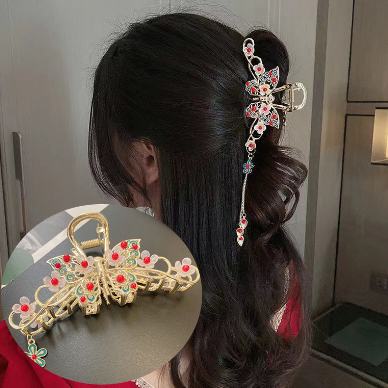 National Style Pearl Hair Clip with Tassels (Large Size)