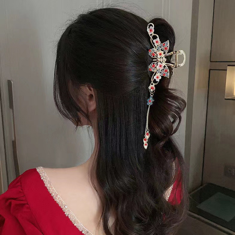 National Style Pearl Hair Clip with Tassels (Large Size)