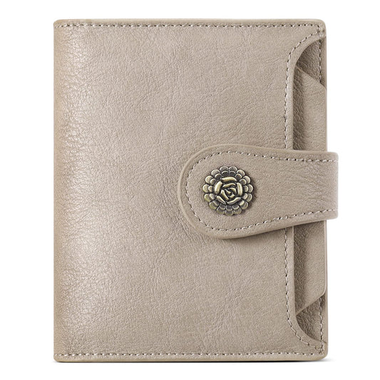 CLUCI Small Wallets for Women RFID Blocking Leather Trifold Compact Credit Card Holder with ID Window Ladies Zipper Coin Purse