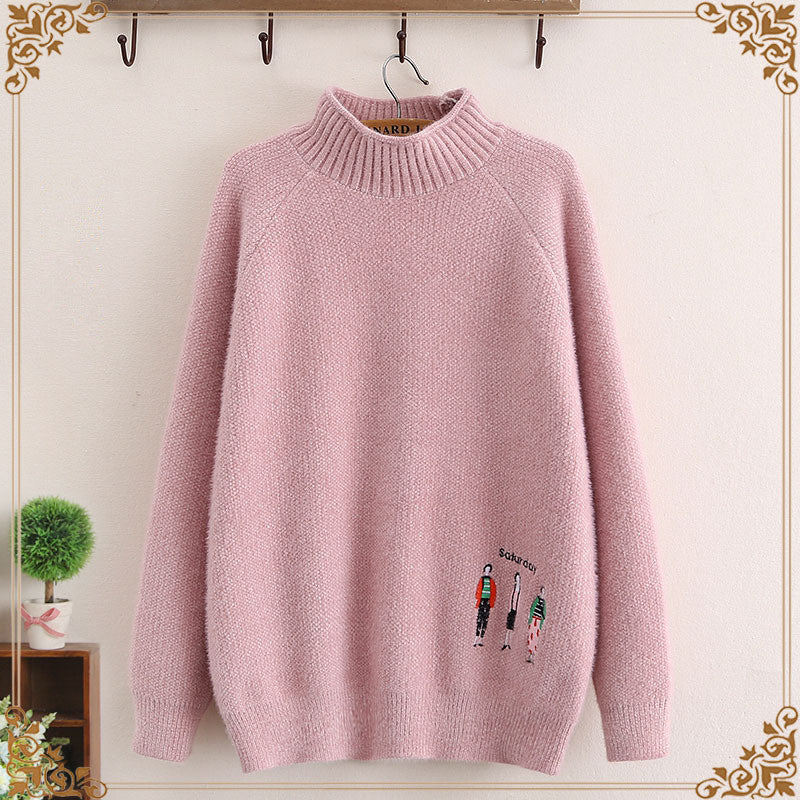 Loose-Fit Knitted Sweater for Middle & High School Girls